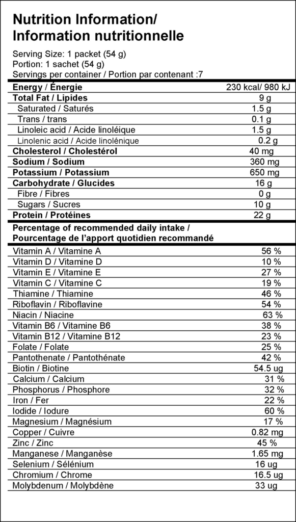 SlimTime Vanilla Shake Mix Nutritional Facts